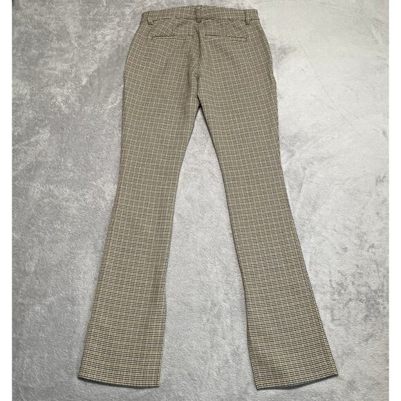A.L.C. Pants Womens 2 Tan Edwin Plaid Split Hem Trouser Academia Preppy Classic - Picture 2 of 9